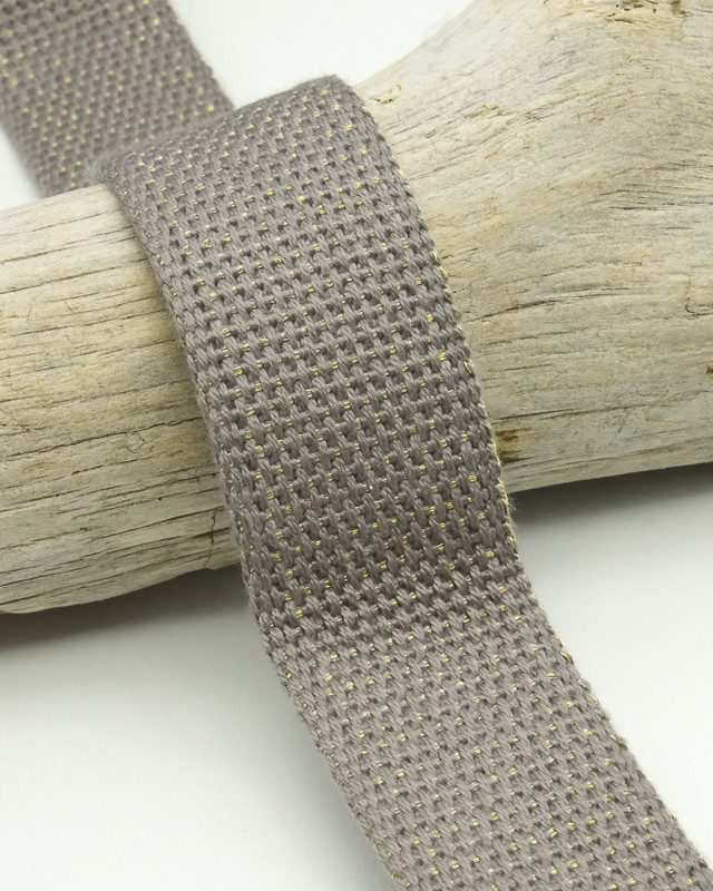 Sangle Coton Lurex Or 30MM gris foncé